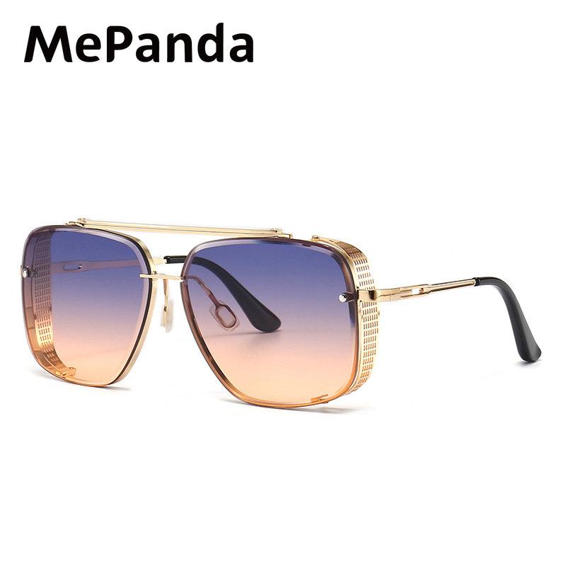 MePanda унисекс, квадратные металлические двойные лучи, модные солнцезащитные очки в стиле ретро, UV400