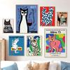 Minimalist Cats Portrait Blues And Jazz Festival Poster Canvas Painting Abstract Wall Art For Living Room Home Decoration