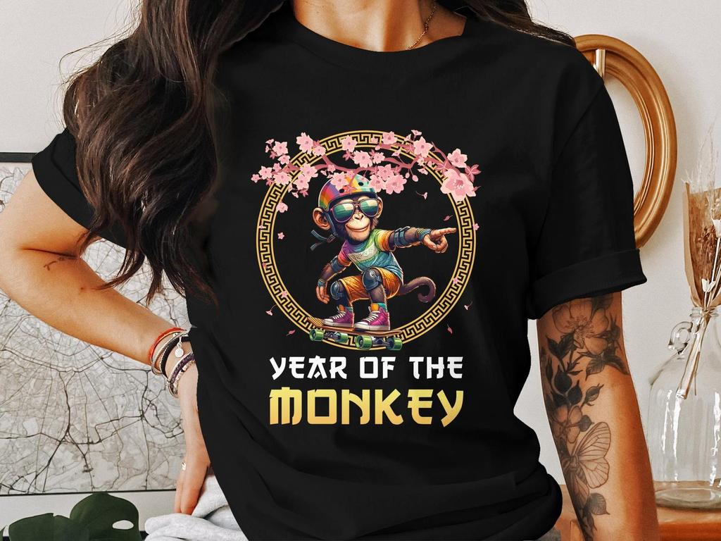 Chinese New Year Monkey T-Shirt, Lunar New Year Monkey Tee, Chinese Zodiac Monkey Shirt, Year of the Monkey Top