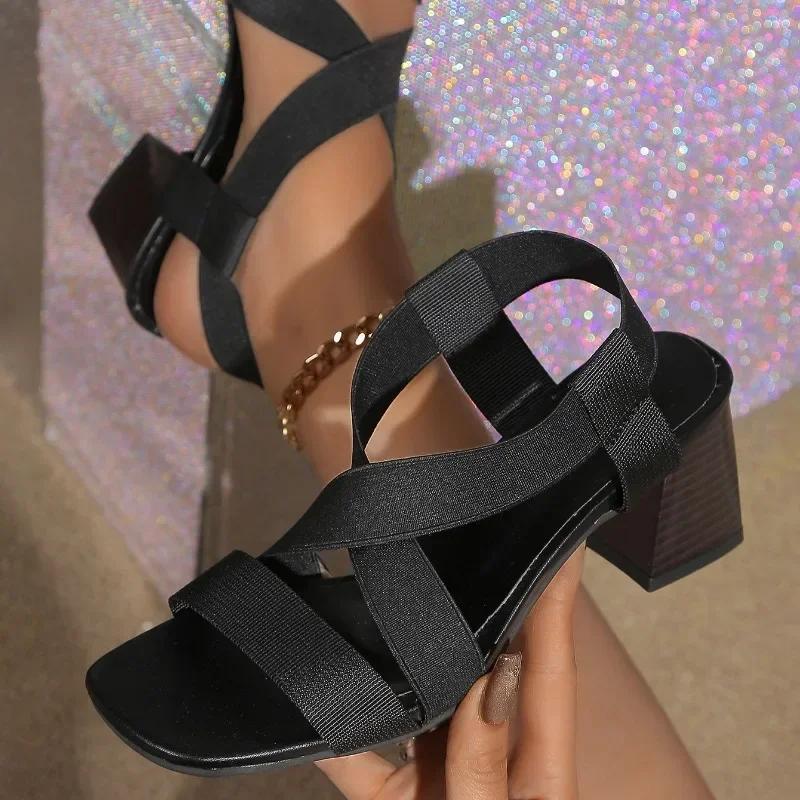 2024 New Fashion Women's Sandals Spring and Summer Versatile Sandals Simple Solid Color Open Toe Breathable Thick-soled Sandals