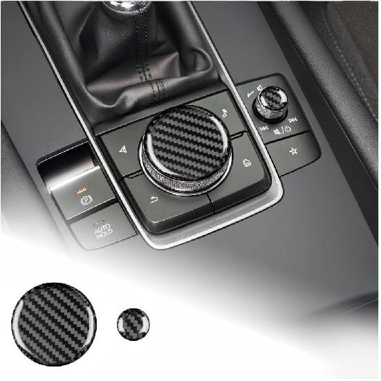 AIRSPEED Carbon Fiber for Mazda 3 Axela 2019-2025 Center Console Air Vent Outlet Panel Cover Interior Trim Accessory, Black