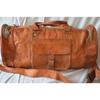Men's Brown Genuine Goat Leather  Travel Luggage Duffle Gym Overnight Bag New