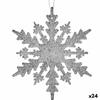 Christmas Bauble Snowflakes Silver Plastic Glitter 15 X 15 X 0.2 Cm (24 Units)