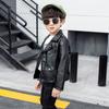 Kids Clothing Boys and Girls Lapel Leather Children's Motorcycle Jacket Spring Autumn Korean Style Jacket