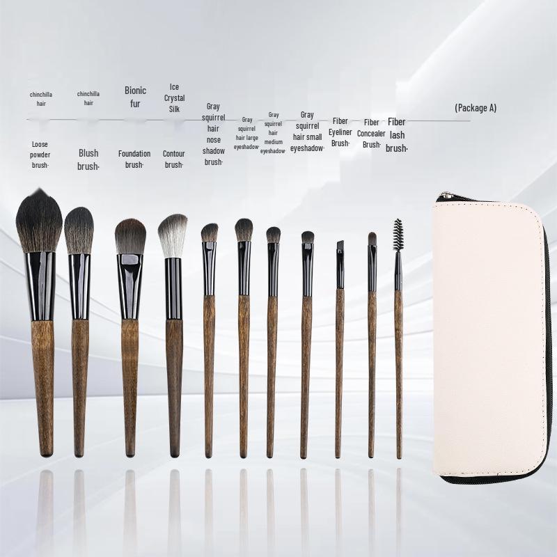 24-Piece Premium Animal Hair Makeup Brush Set - Soft Eyeshadow Brushes for Professional Makeup Artists