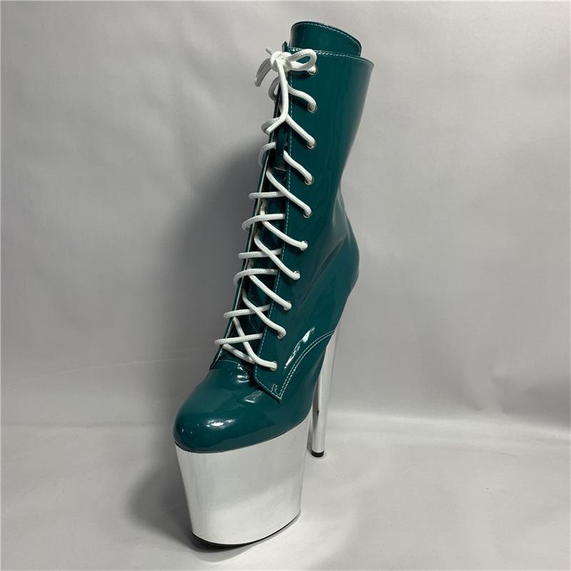 Осенние женские модные полусапожки с круглым носком, на супервысоком каблуке, водонепроницаемой платформе 20 см, трендовые низкие, подчеркивающие ноги, тонкие зеленые модные ботинки