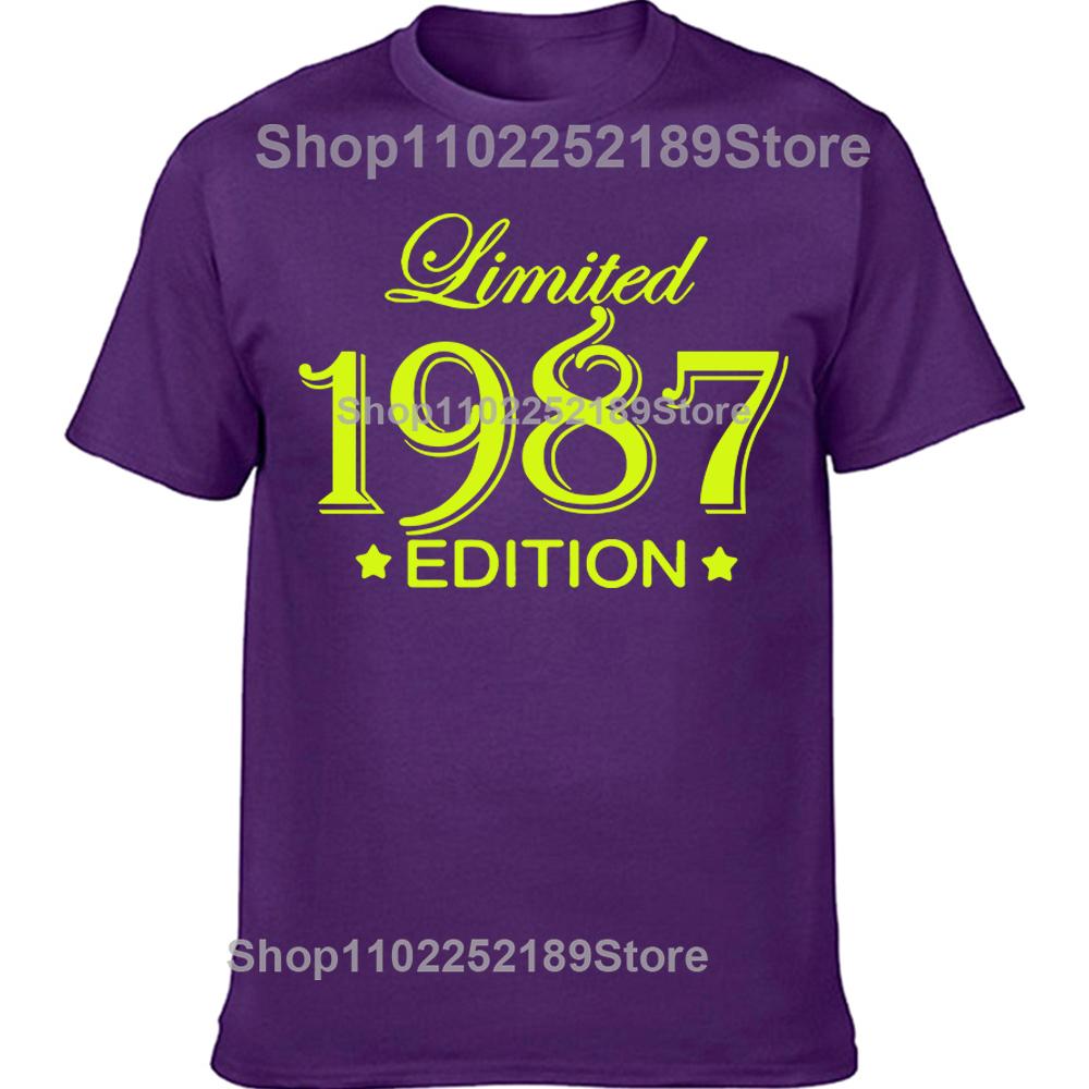 Novelty Awesome 1987 38 Years Old T Shirts Tee Tops Round Neck Short-Sleeve Fashion Tshirt Clothing Casual Basic T-shirts