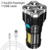 LED Flashlight COB Side Light USB Recharge Super Bright Outdoor Portable Lamp 4 Mode Waterproof Torch Outdoor Hunting Camping