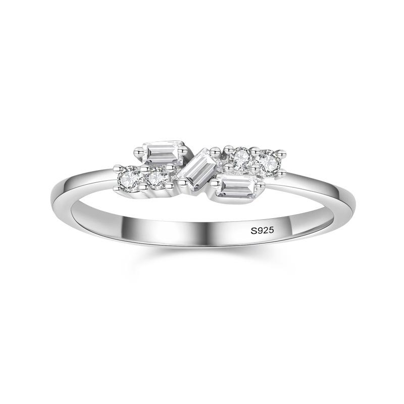 Tancise Classic 925 Sterling Silver Zircon Ring Ladies Jewelry Wedding Promise Party Gift