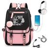 Stylish Cartoon Print Backpack High School Students - Breathable Waterproof Canvas Daypack With Padded Air Cushion Straps