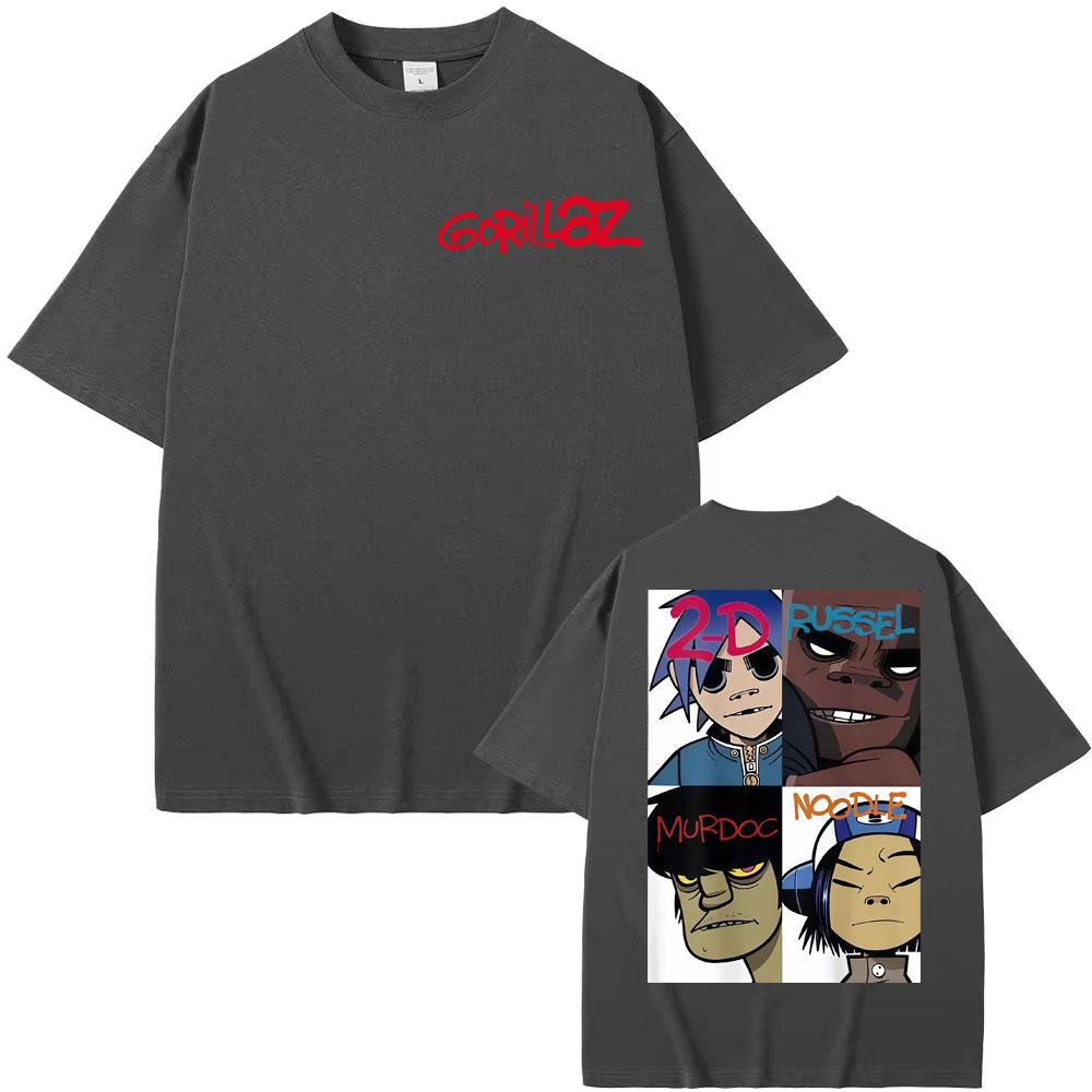 Группа Gorillaz Лица Арт Графические Футболки Мужские Женские Одежда Ретро Уличная Высококачественные Футболки Мода Комфорт Хип-Хоп Футболка