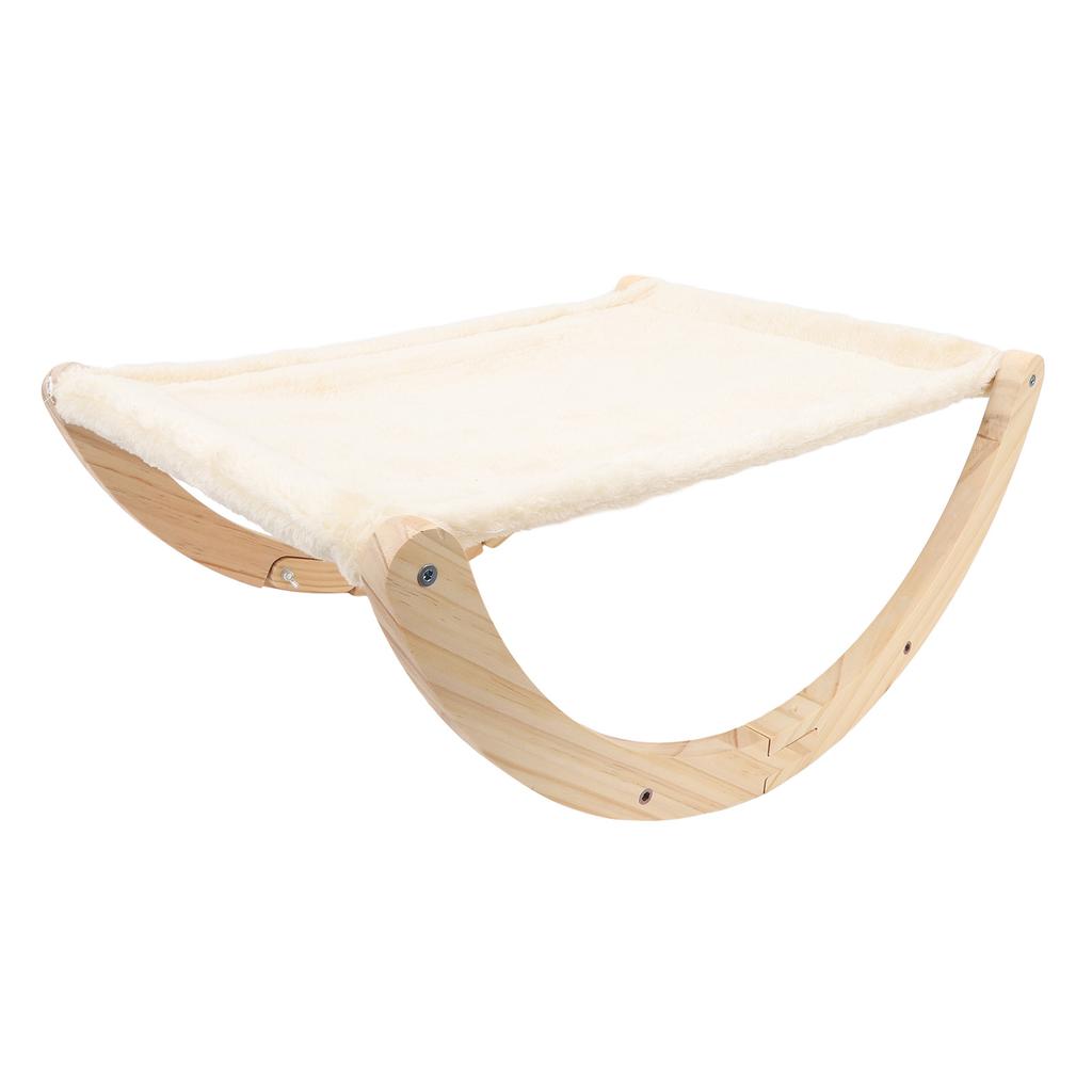 Wooden Cat Hammock Foldable Antislip Easy To Assemble Elevated Pet Hammock Bed Furniture for Indoor Cat Plush Style