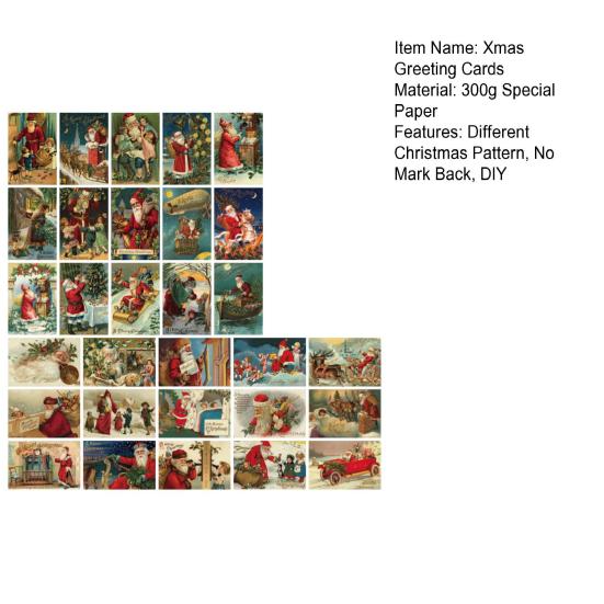 30 шт. винтажные рождественские поздравительные открытки с различными праздничными элементами Рождественская открытка без пометок на спине ретро рождественские открытки подарок