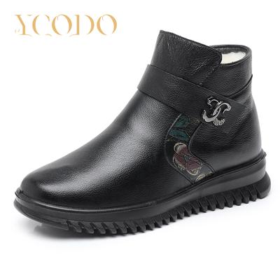 Женские зимние кожаные плюшевые теплые и удобные ботинки