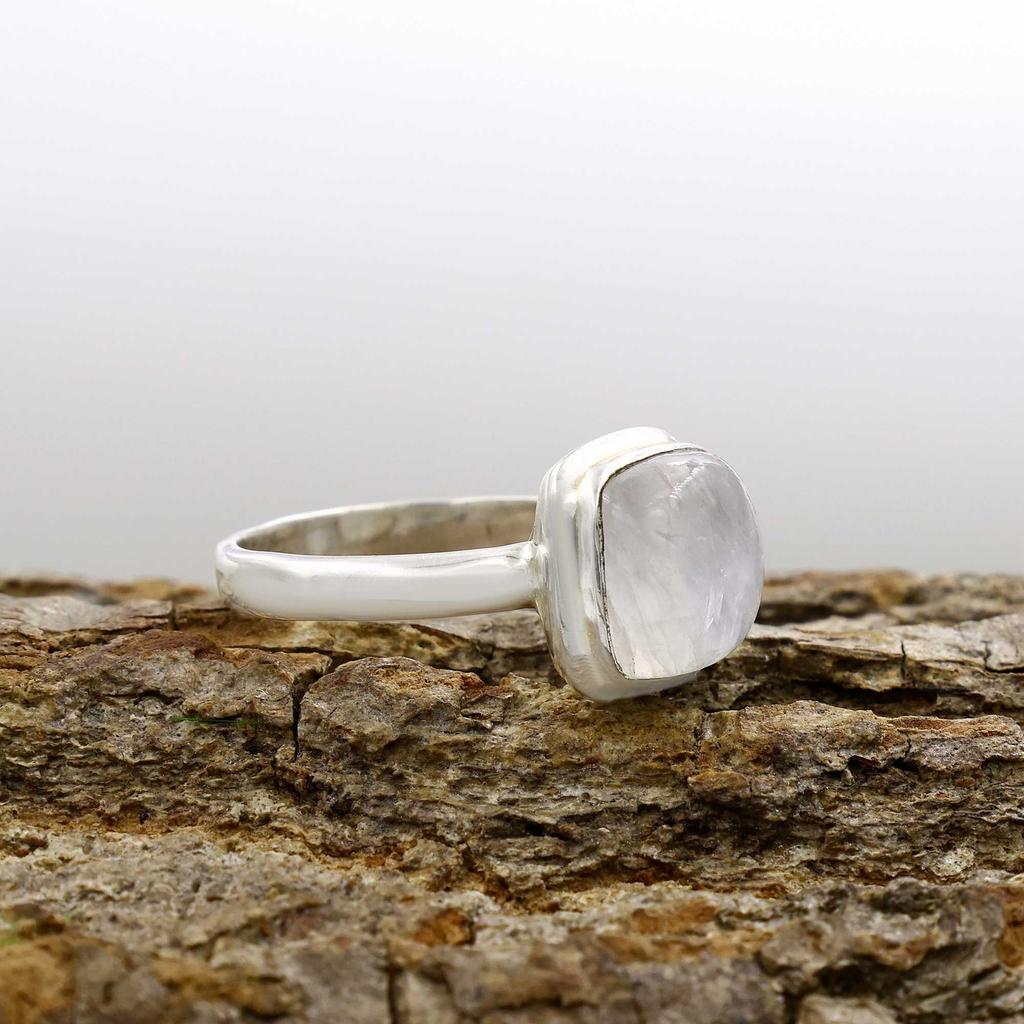 Rainbow Moonstone Ring, Gemstone Ring, Cushion Ring, Designer Ring, Anniversary Ring, Women Ring, Birthstone Ring, 925 Sterling Silver