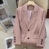 Женский повседневный блейзер с воротником с лацканами, осенняя куртка, офисный женский винтажный свободный костюм для повседневной носки, деловой костюм для отдыха