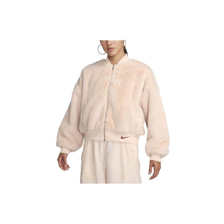Nike Однотонная двусторонняя повседневная куртка с бейсбольным воротником женская куртка Guava-Ice FB8693-838