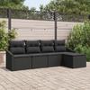 VidaXL 5-Piece Garden Sofa Set with Cushions In Black Poly Rattan 3346683