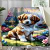 Cute Border Collie Puppy Lake Dock Blanket, Fluffy Dog Flannel Throw Blanket for Pet Lover Home Decor