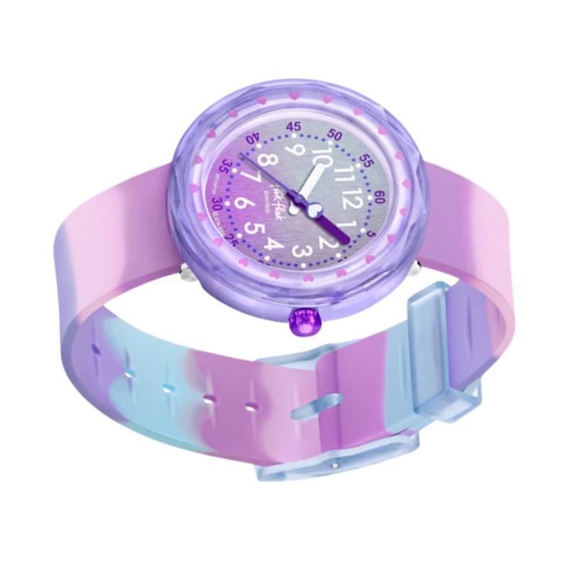 Swatch Flik Flak серия Feifei кварцевый механизм 30 метров водонепроницаемые модные швейцарские часы 36,7*35 мм фиолетовый циферблат полимерный корпус силиконовый ремешок ZFCSP131