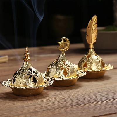 Мини-корона ретро медный ажурный держатель для благовоний золотистый арабский держатель для благовоний украшение для дома сандаловое дерево курильница