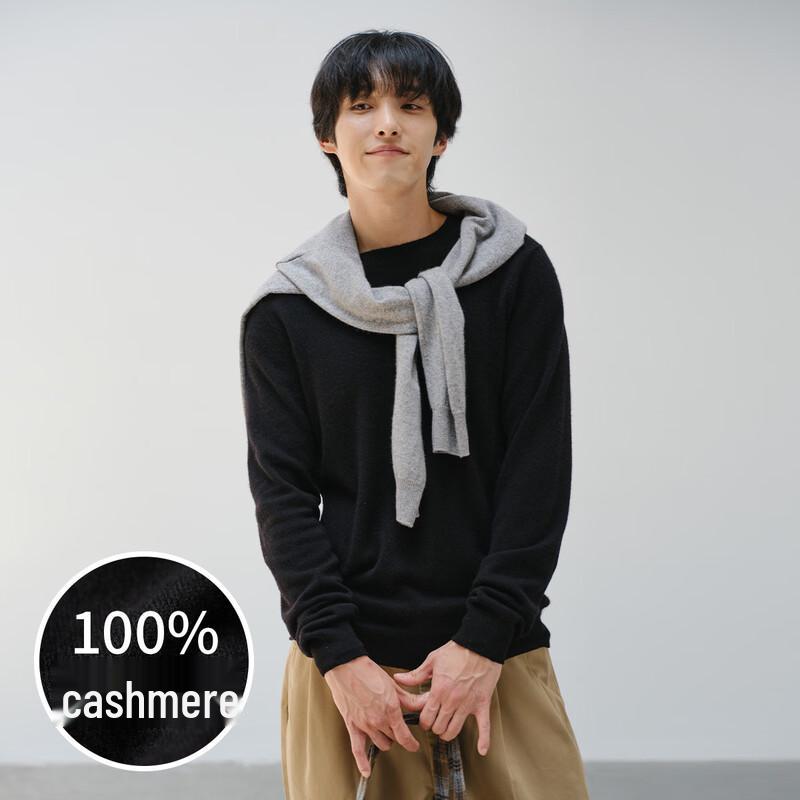 Men's Round Neck 100% Cashmere Long Sleeve Knit Sweater