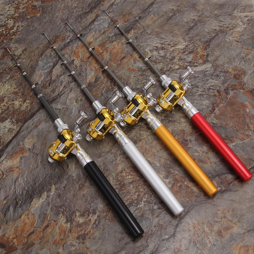 Fishing Rod Reel Combo Set Mini Telescopic Pocket Pen Fishing Rod Pole Fish Rod+Reel Pen Fishing Pole Kit Fishing Gear