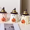 1pc 450ml/15oz Halloween Ceramic Coffee Mug with 3D Cute Pumpkin Design, Novelty Ghost Cup Featuring Adorable Pumpkin Face and Hat