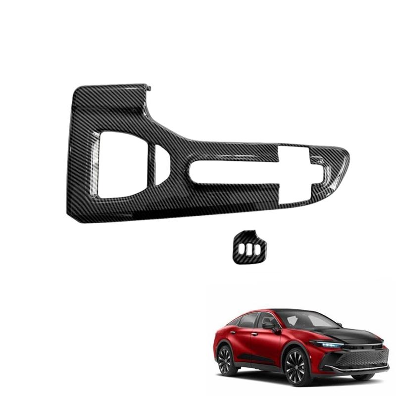 A03E-For Toyota Crown 2024 LHD ABS Carbon Fiber Console Gear Shift Knob Panel Cover Trim Interior Accessories