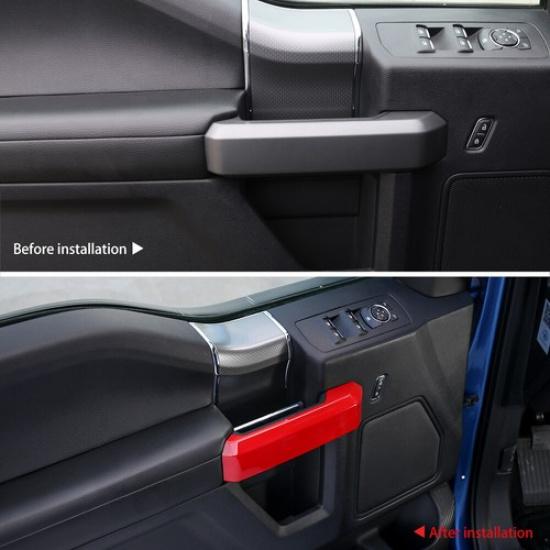 4x Red Inner Car Door Handle Decor Cover Trim For Ford F150 2015-20 Accessories