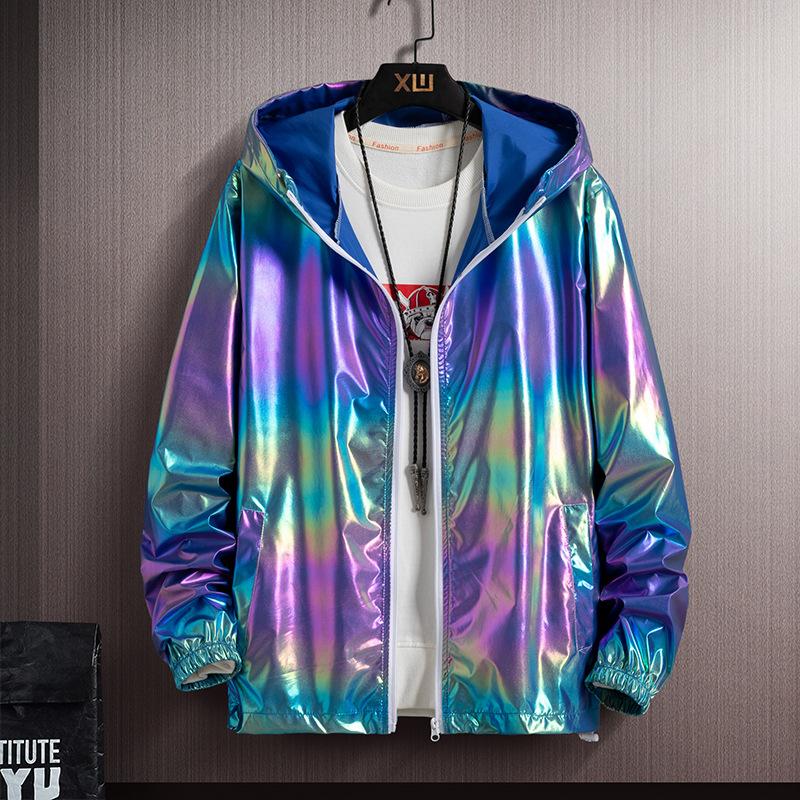 Spring Summer Jacket Women Colorful Shiny Sunscreen Clothing Couples Color Thin Waterproof Coats Trend Large Size S-6XL