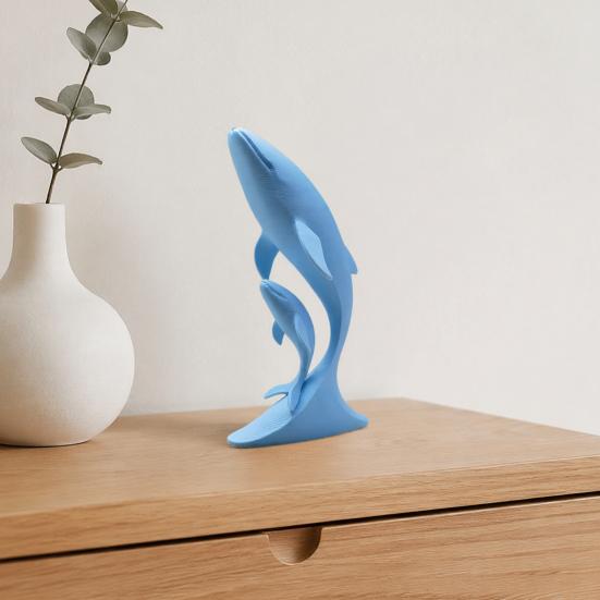Whale Art for Nursery Decor 3D Printed Ornaments, Mother And Child Figurines, Modern Minimalist Double Sculpture Home Office Matte Solid Color
