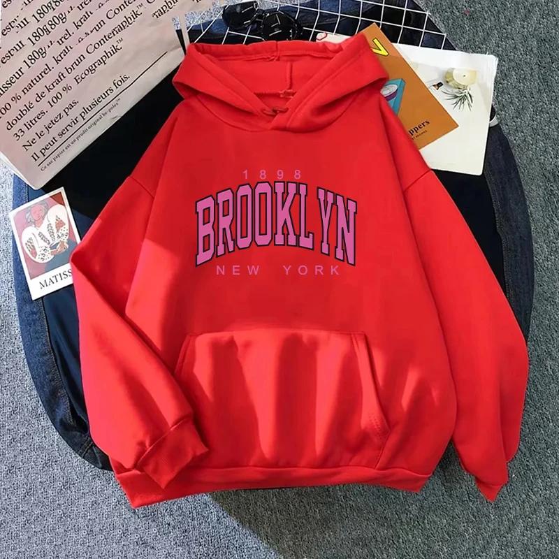 Brooklyn Fashion Hoodie for Woman All Season Daily Casual Sport Hooded Longsleeve Pullover Girls Home Outdoor Comfort Sweatshirt