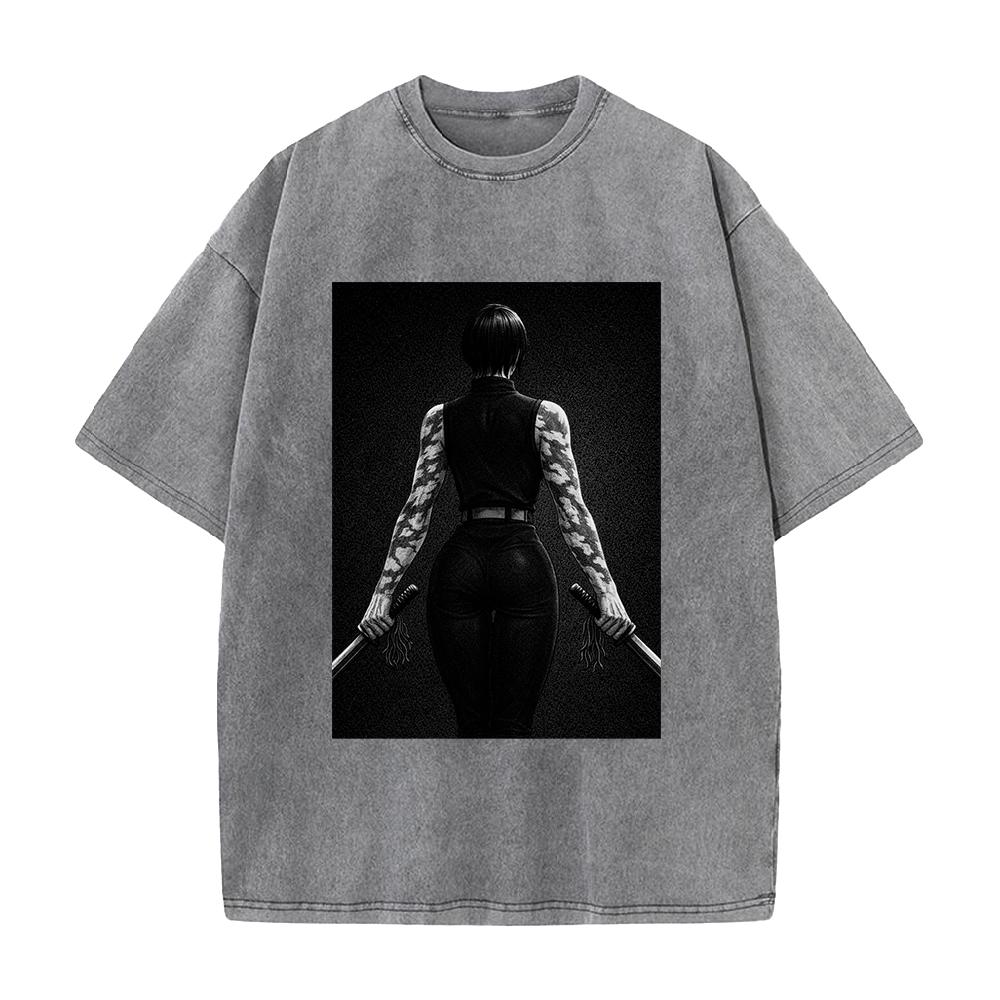 Zenin Maki Jujutsu Kaisen T Shirt Harajuku Anime Washed Oversized Tshirt Summer Short Sleeve Cotton Tees Tops Men Clothing
