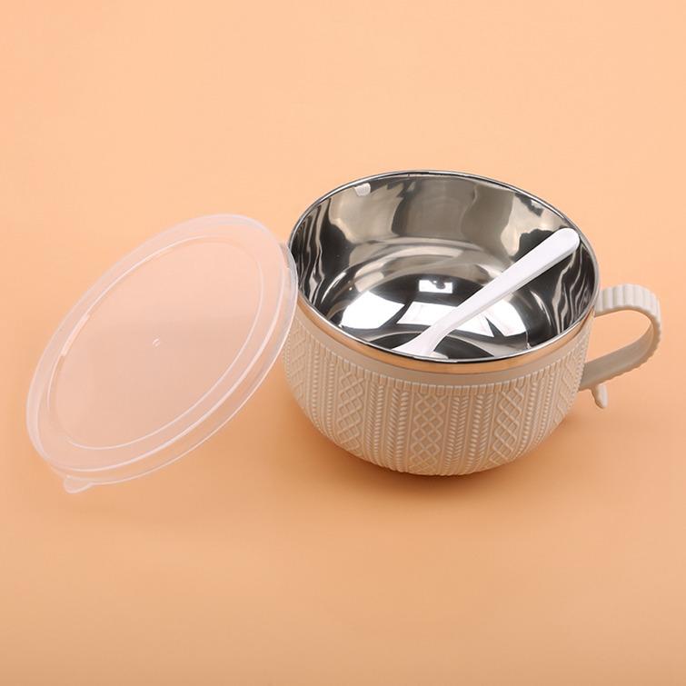 Миска для лапши с крышкой, лапша, рисовый суп, мультяшная миска с двойной изоляцией, кухонные принадлежности