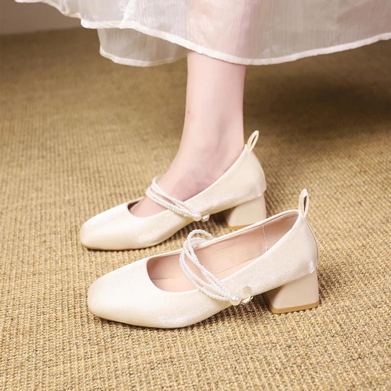 2024 Новые дизайнерские женские туфли Мэри Джейн, модные однотонные легкие туфли на блочном каблуке, женские уличные платья, элегантные туфли Zapatos