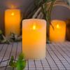 3Pcs LED Flameless Candles Outdoor Real Wax Candle with Remote Control Indoor Battery Operated Flickering LED Pillar Candles