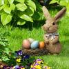 Outdoor Garden Stake Rabbit and Eggs Lawn Sign for Easters and Seasonal Event Elegant Spring Party Yard Decoration