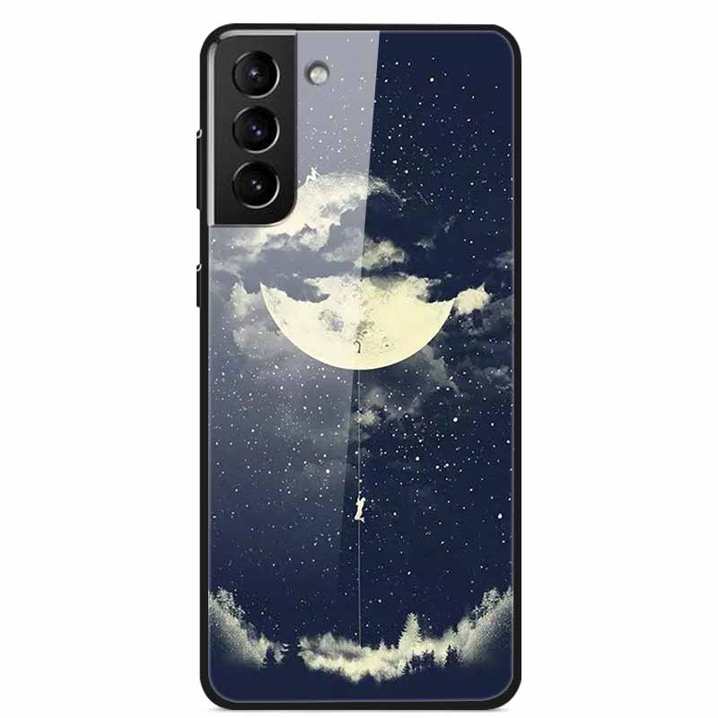 Чехлы для телефона Samsung Galaxy S21 FE 5G Закаленное стекло Жесткая задняя крышка из поликарбоната Для Samsung S21 Plus S 21 Ultra 5G Чехол S21FE S21+