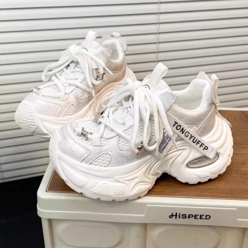 Korean Version of Thick-soled Heightening Dad Shoes for Women 2025 Spring and Summer New Mesh Breathable Small Casual Versatile Sports Shoes