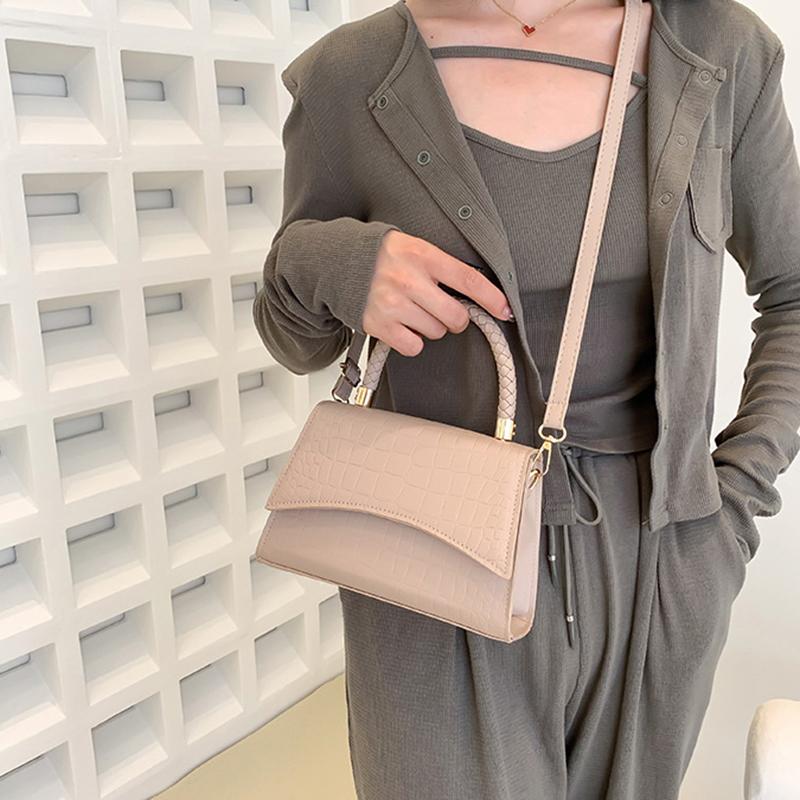 Yogodlns Retro Women Bag Western Style Shoulder Bag Handbag Korean Version Crocodile Pattern Small Square Bag Fashion And Simple Crossbody Bag