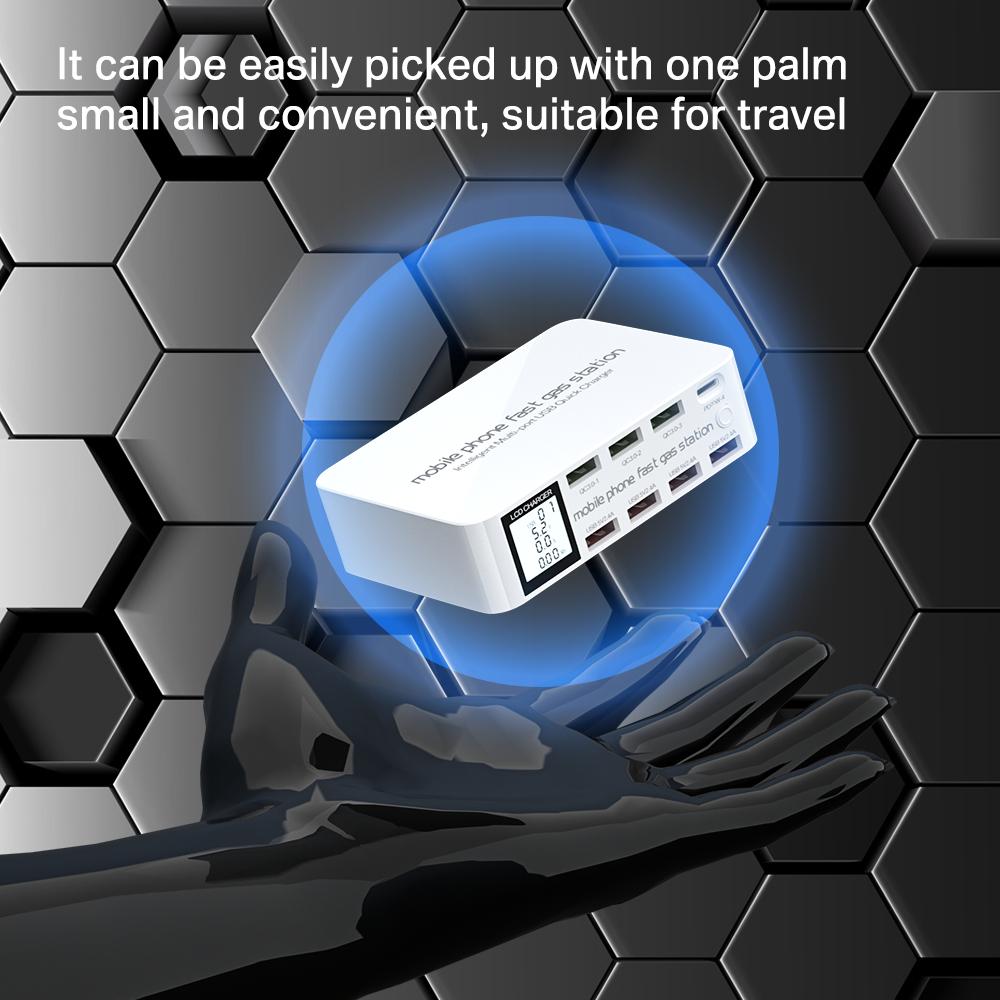 8 портов USB быстрое зарядное устройство быстрая зарядка QC3.0 PD3.0 многофункциональная USB зарядная станция ЖК-цифровой дисплей быстрое зарядное устройство для iPhone Android