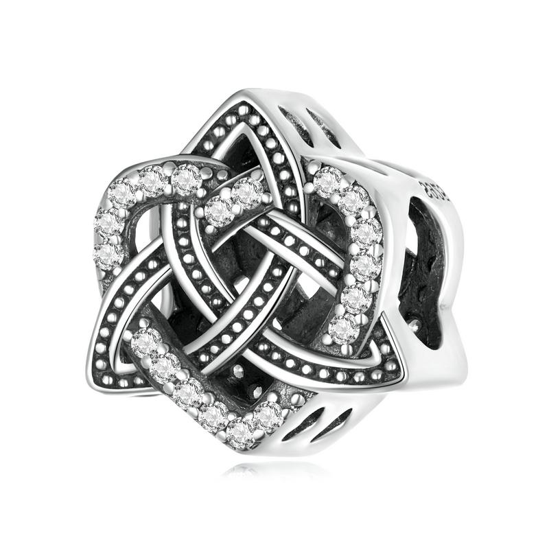 WOSTU 925 Silver Hollow Celtic Knot Charms Snake Pendant Oxidized Love Beads Fit Bracelet DIY Necklace Jewelry