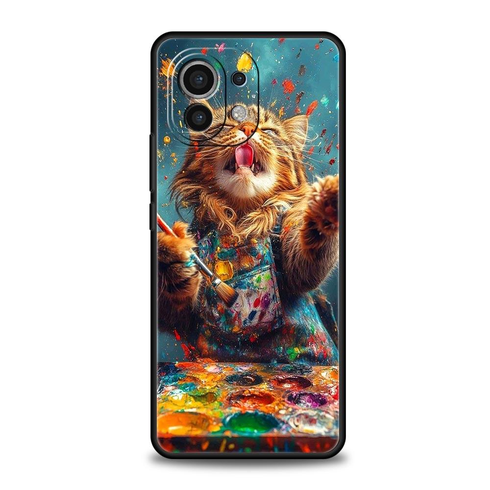 Милый Чехол для Телефона с Кошкой для Xiaomi Mi 17 Pro Max 15 14 13 12 11 Ultra 15T 14T 13T 12T 11T Pro Lite Мягкий ТПУ Чехол Fundas Capas