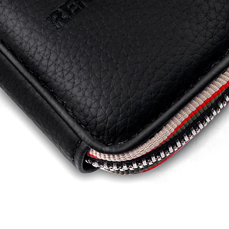 Luxury Retro Leather Texture Car Key Bag Storage Horseshoe Buckle Key Chain Bag Car Accessorie For Mitsubishi Ralliart Lancer EX