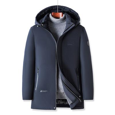 Зимнее деловое хлопковое пальто с капюшоном для мужчин среднего и пожилого возраста, цельный комбинезон средней длины