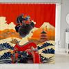 Тканевая Шторка для Душа Самурайский Стиль Японская Шторка для Душа для Детей Мальчиков Девочек Винтажный Дракон Водонепроницаемые Аксессуары для Ванной