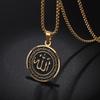 Allah Necklace for Men Stainless Steel Gold Color Round Pendant Necklace Islamic Jewelry Amulet Muslim Gifts