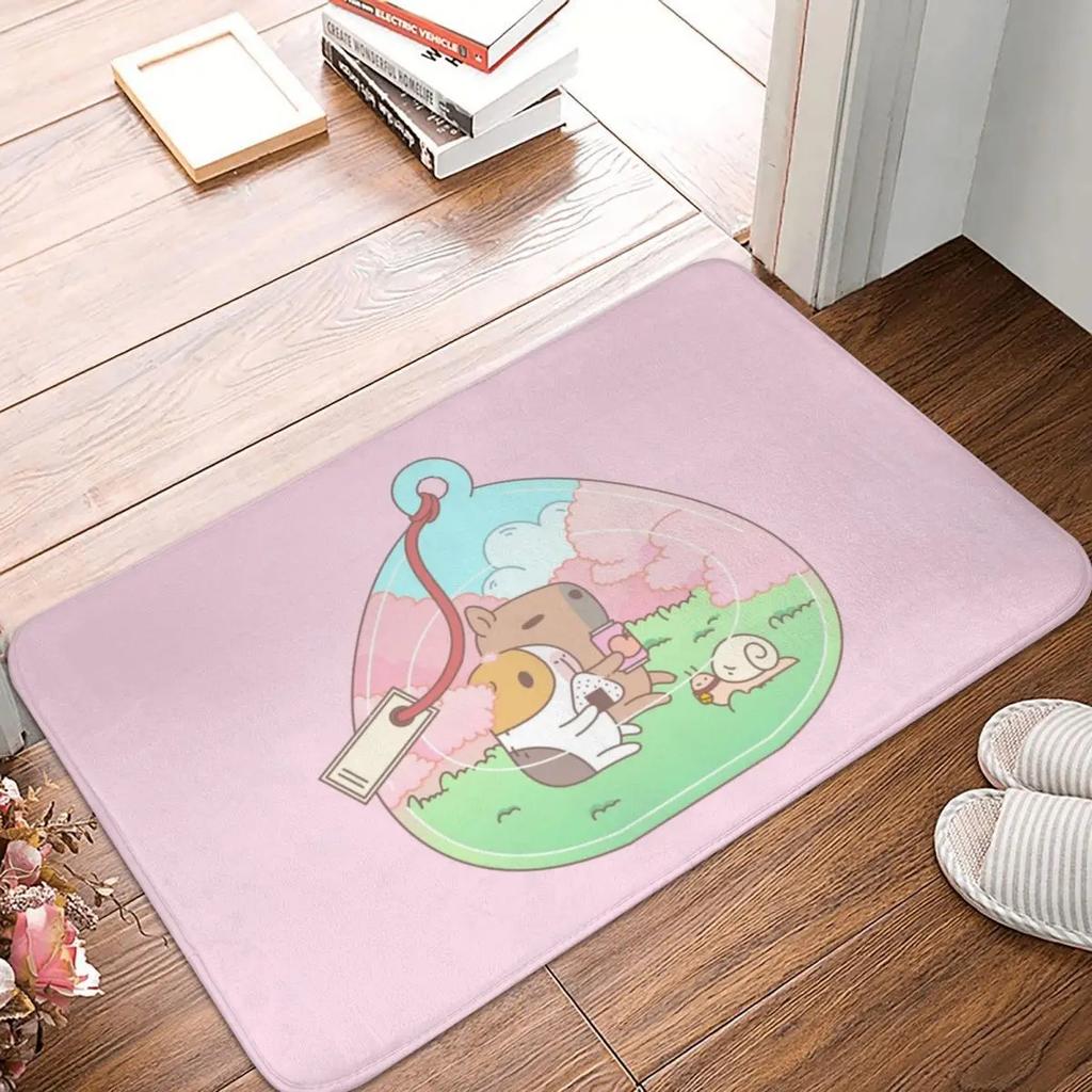 Guinea Pig with Flowers Green Grass Door Mat Floor Carpet for Kitchen Balcony Decoration Doormat Bathroom Entrance Anti-Slip Rug