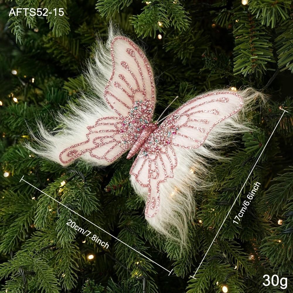Sequin Bead Butterfly Ornament Fabric Wing Party Decor Multi Color Xmas Hanger Xmas Tree